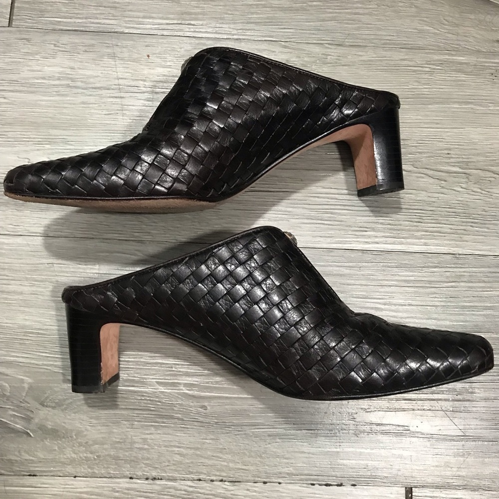 Brighton Tynan Basket Weave Brown Leather Mules Size 7 View 5